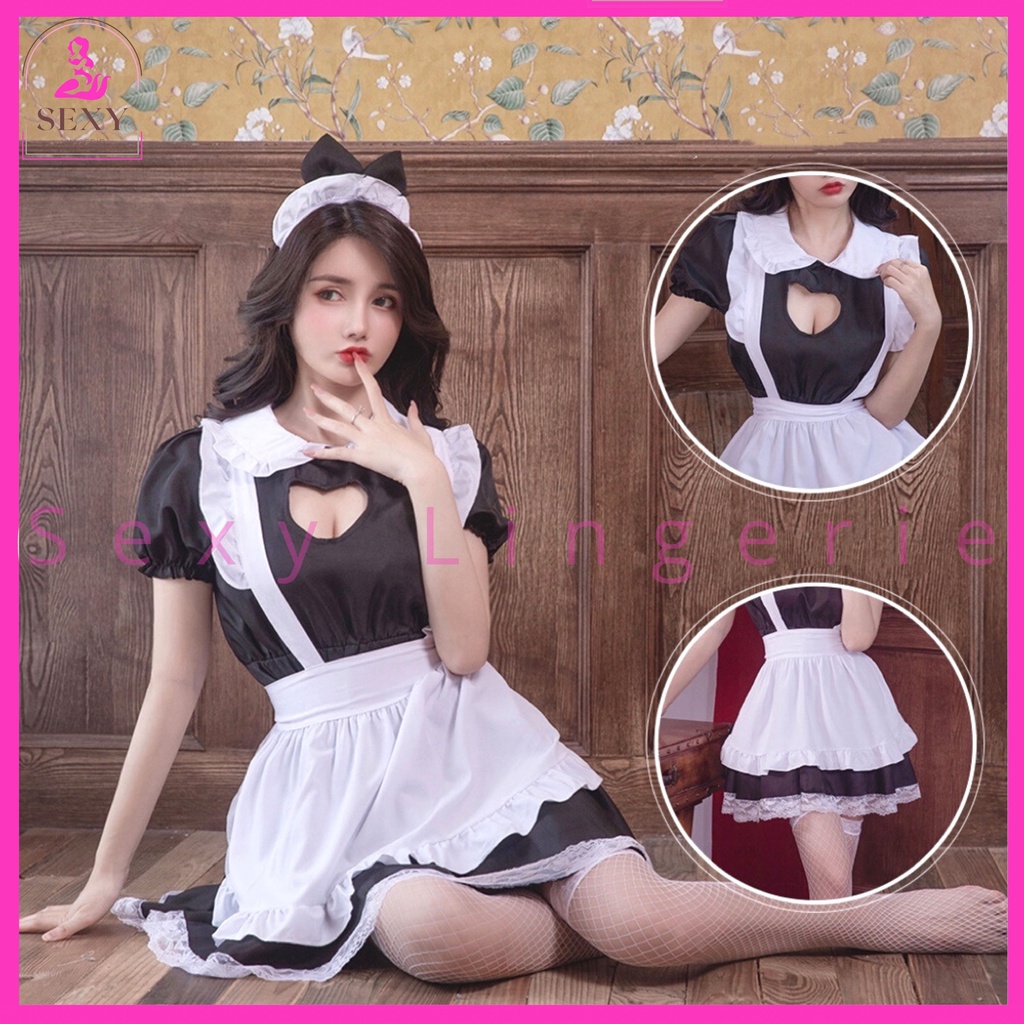 Jual Lingerie Set Sexy Seksi Loli Bando Telinga Kucing Hitam Premium