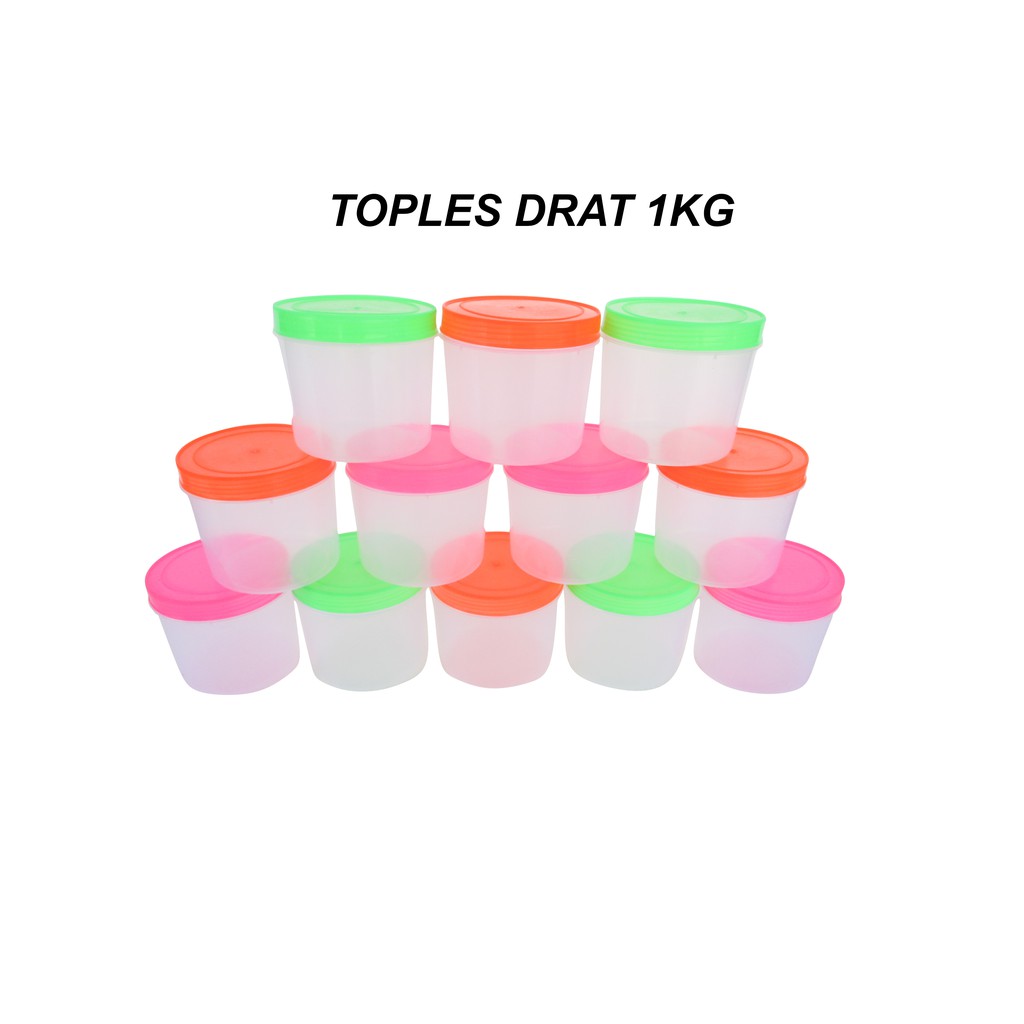 Mitra Loka Toples Set Plastik Bening 1 Lusin Bulat 1kg Stoples Tempat