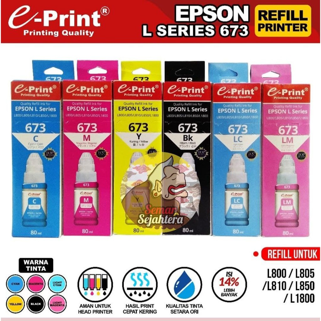 Jual PCS TINTA PRINTER EPRINT EPSON L SERIES 673 80 ML Shopee Indonesia