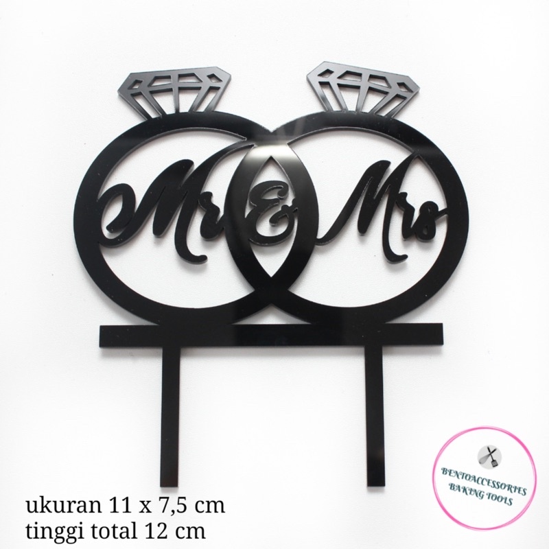 Jual Cake Topper Hiasan Kue Acrylic Black Mr And Mrs Cincin Shopee