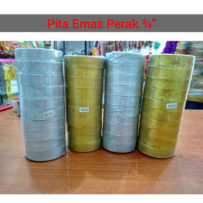 Jual Pita Gold Silver Emas Perak 3 4 Inch 2 Cm Shopee Indonesia