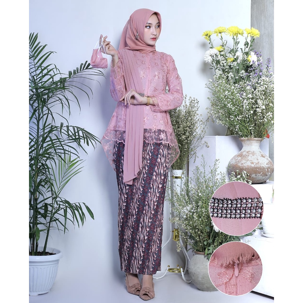 Jual Set Kebaya Selendang Tille Kebaya Modern Baju Kebaya Brukat Kebaya