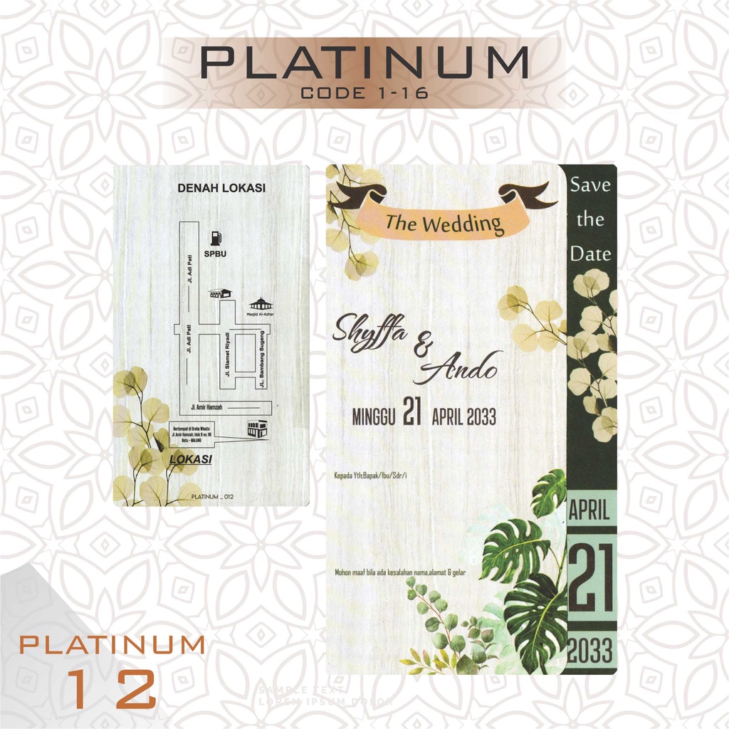 Jual Undangan Pernikahan Blangko Platinum Nikah Wedding Simple