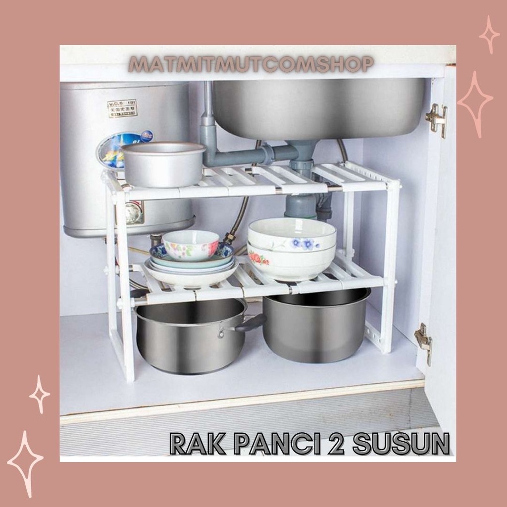 Jual Rak Panci Bawah Wastafel Dapur Rak 2 Tingkat Rak Piring Rak Panci