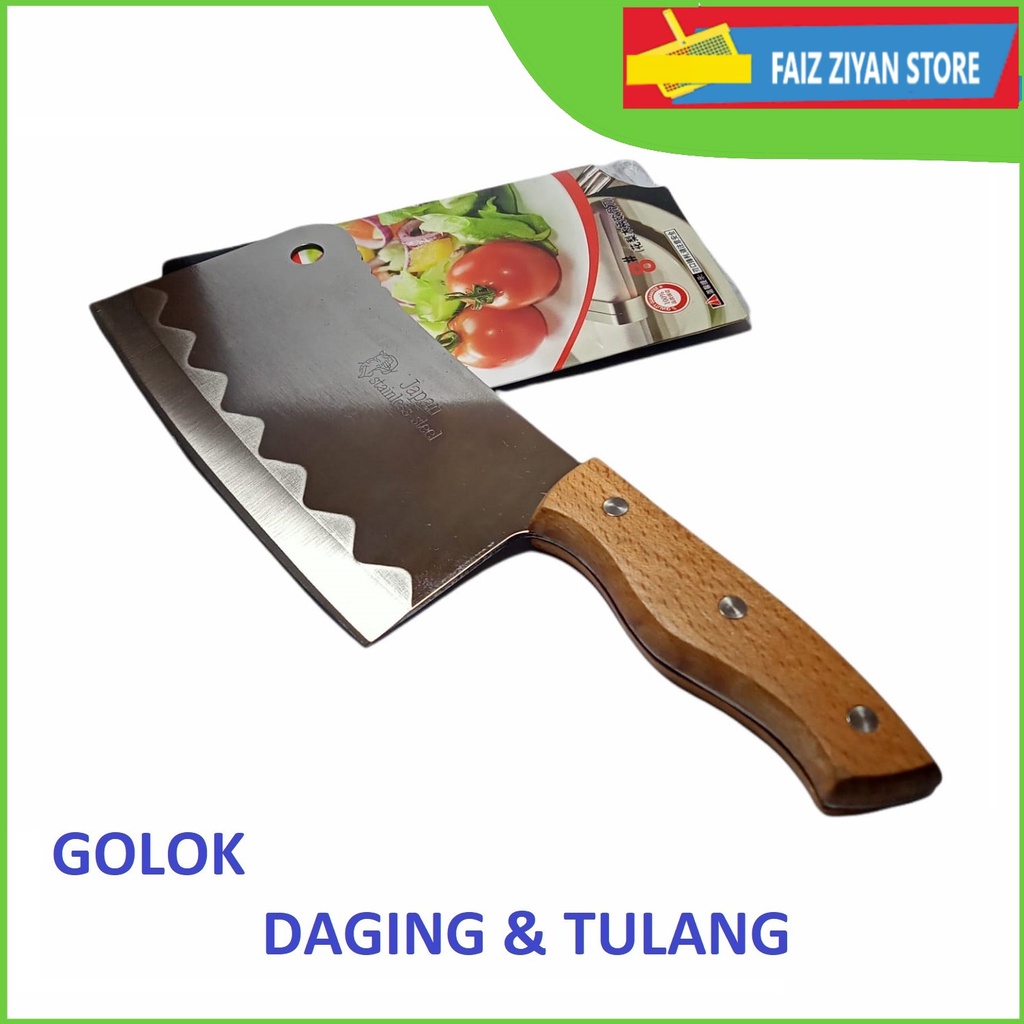 Jual Pisau Golok Cincang Daging Potong Tulang Made Japan Gagang Lapis