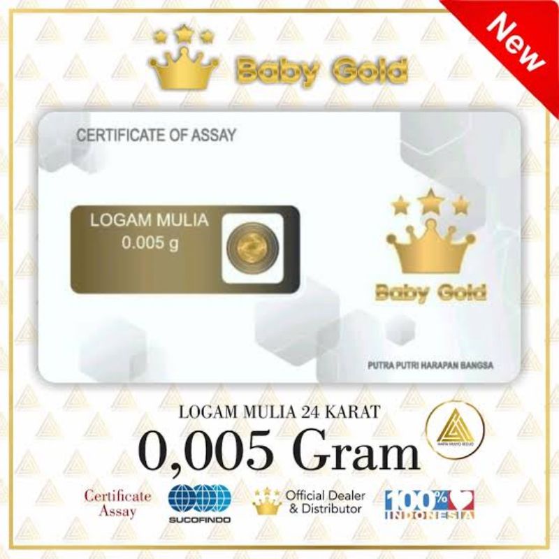 Jual Baby Gold Emas Mini 0 005 Gram 24karat Shopee Indonesia