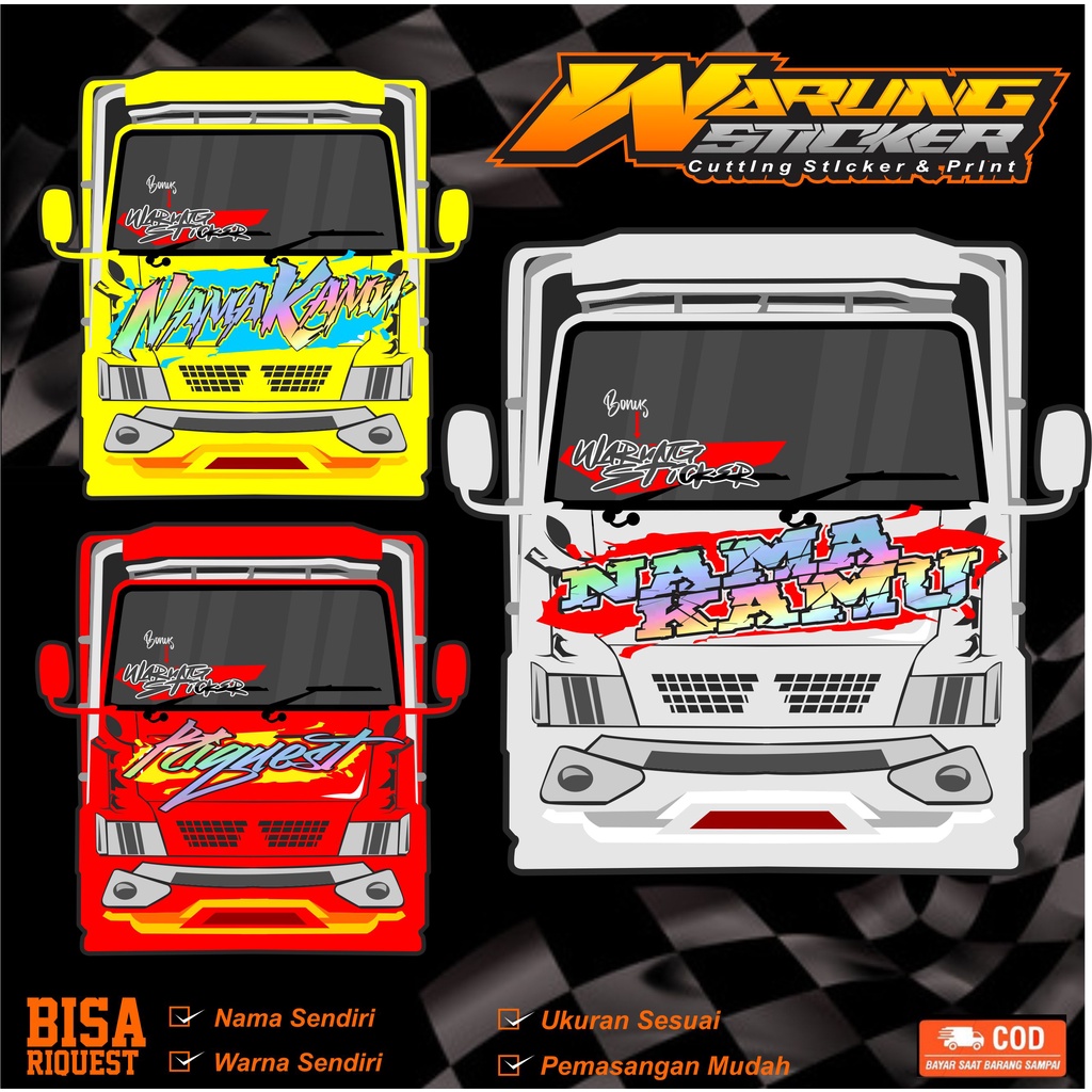 Jual STICKER KABIN DEPAN TRUCK DYNA HINO RAGASA CANTER ELF DKK MURAH