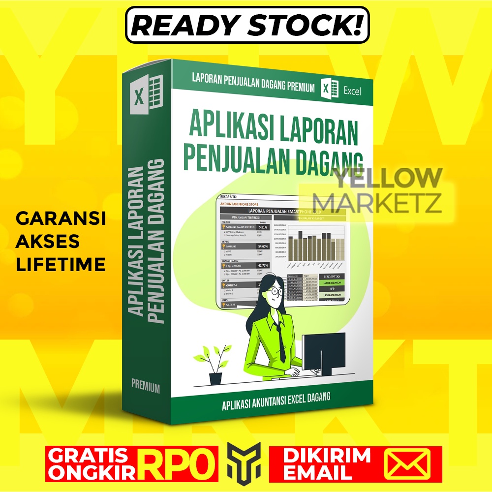 Jual APLIKASI LAPORAN PENJUALAN EXCEL AKUNTANSI DAGANG PREMIUM