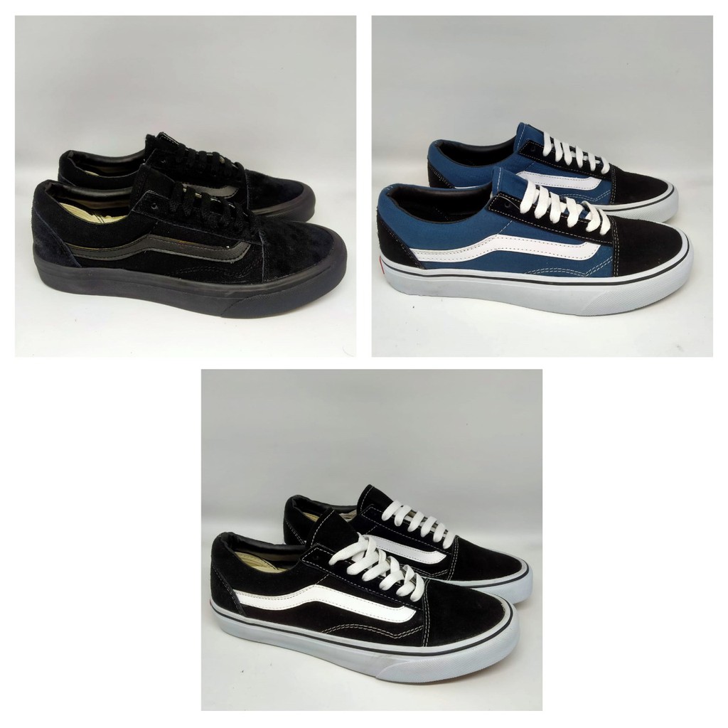 Jual Vans Old Skool Basic Black White Navy Full Black Bnib With Tag