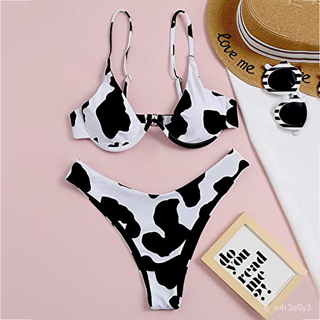 Jual Ladymiss Women S Sexy High Breast Contrast Cow Print Tube Top