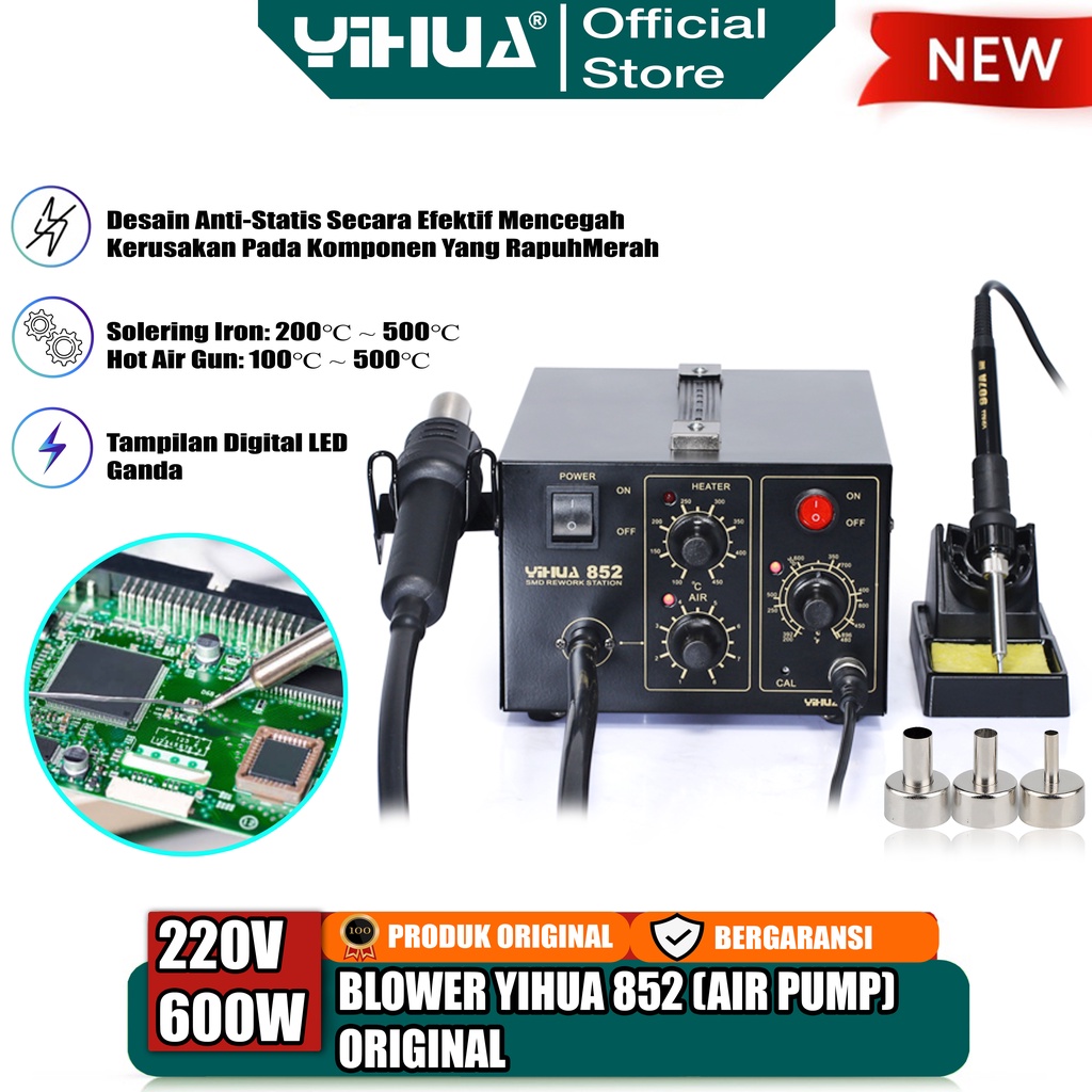 Jual Yihua 852 Blower Solder Uap Analog 2 IN1 Blower HP Solder Uap Hot