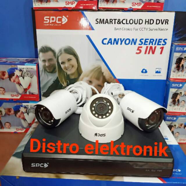 Jual Paket Kamera Cctv 4ch 3 Camera SPC 5mp Indoor Outdoor Murni 5 Mp