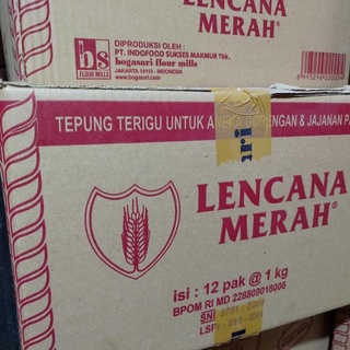 Jual TEPUNG LENCANA MERAH 1 KG PER DUS ISI 12 KG BAHAN BAKU KUE