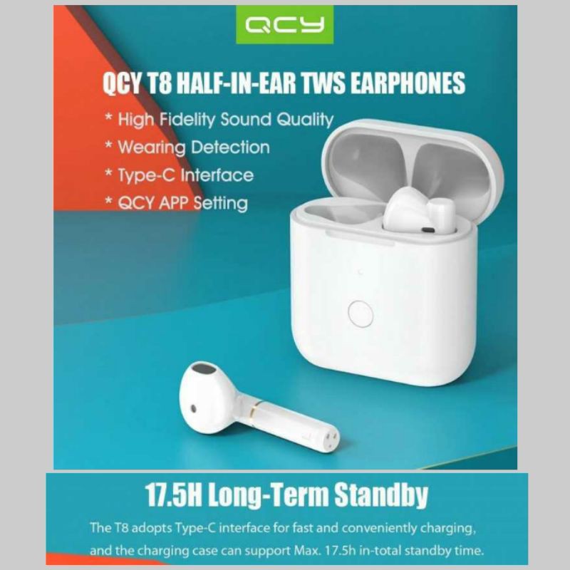 Jual QCY T8 Wireless Bluetooth 5 1 Half In Ear TWS With Storage Box