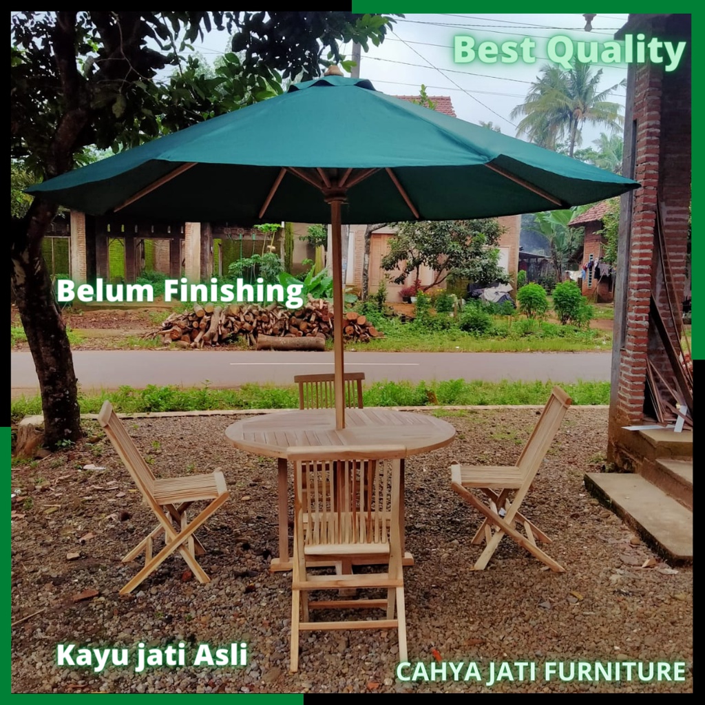 Jual Meja Payung Cafe Taman Outdoor Belum Finishing Bahan Kain Drill