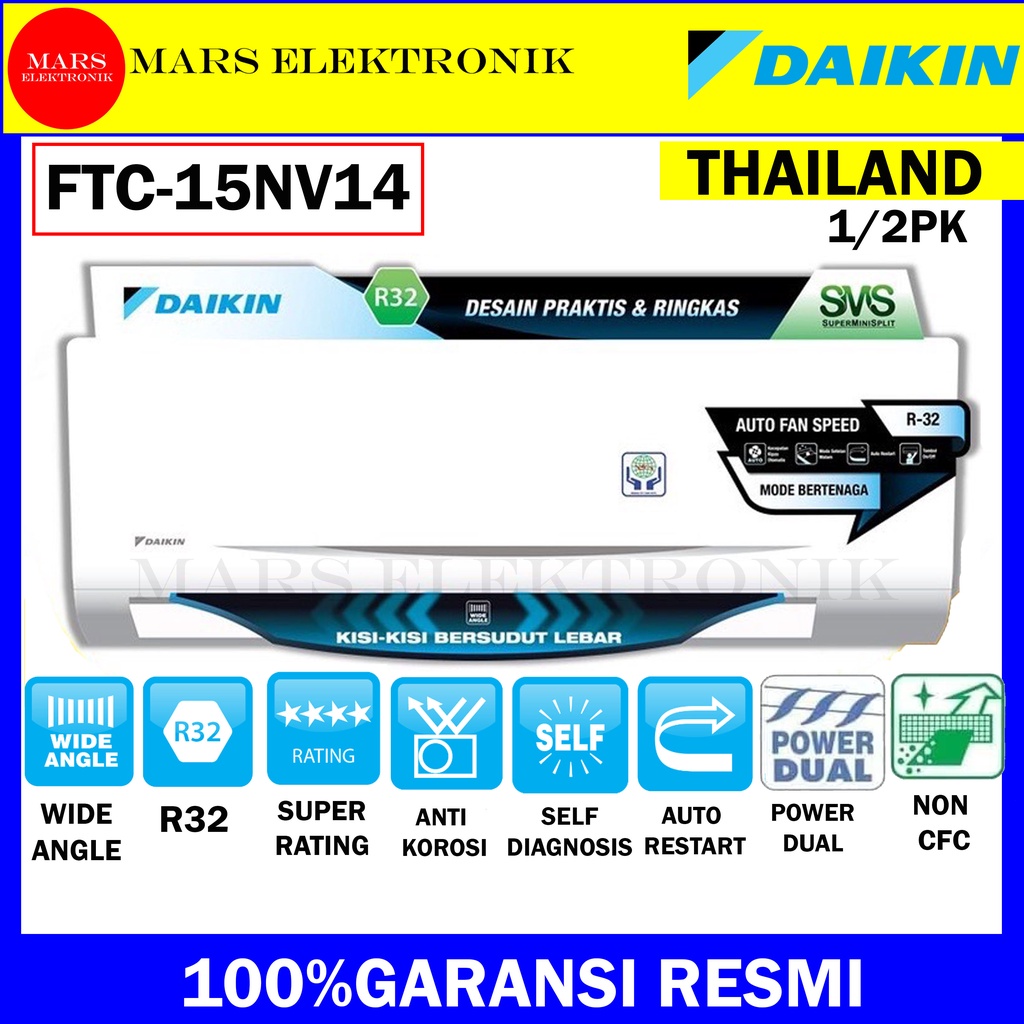 Jual AC DAIKIN THAILAND FTC 15NV14 1 2 PK GARANSI RESMI FTC 15