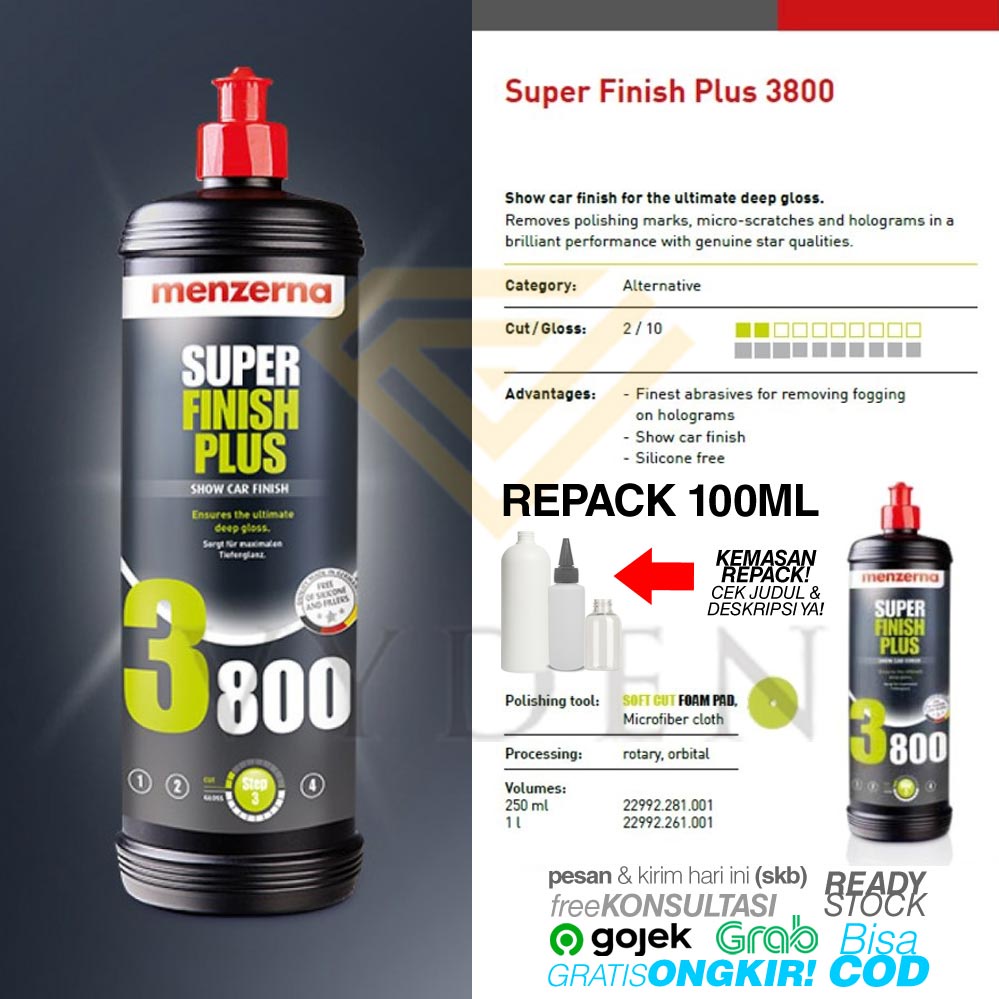 Jual MENZERNA Super Finish Plus 3800 100 Ml Repack Polish High Gloss