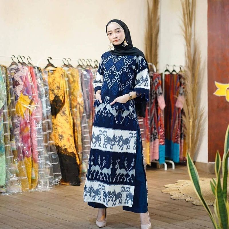 Jual Tunik Etnik Motif Sumba Long Dress Tenun Motif Sumba Shopee