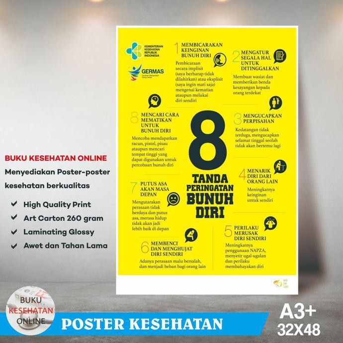 Jual Poster Kesehatan Tanda Peringatan Bunuh Diri Laminating Glossy