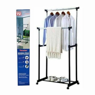 Jual Stand Hanger Baju Double Rak Serbaguna Stainless Steel Portable