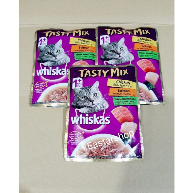 Jual Whiskas Tasty Mix Chicken Salmon 70g Shopee Indonesia