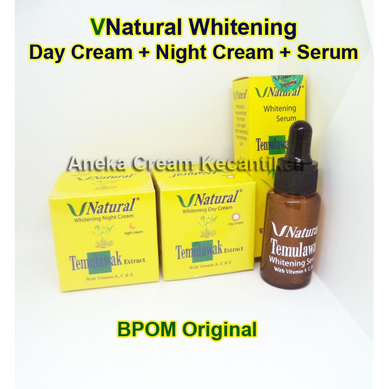 Jual CREAM TEMULAWAK VNATURAL SIANG DAN MALAM PLUS SERUM PEMUTIH BPOM