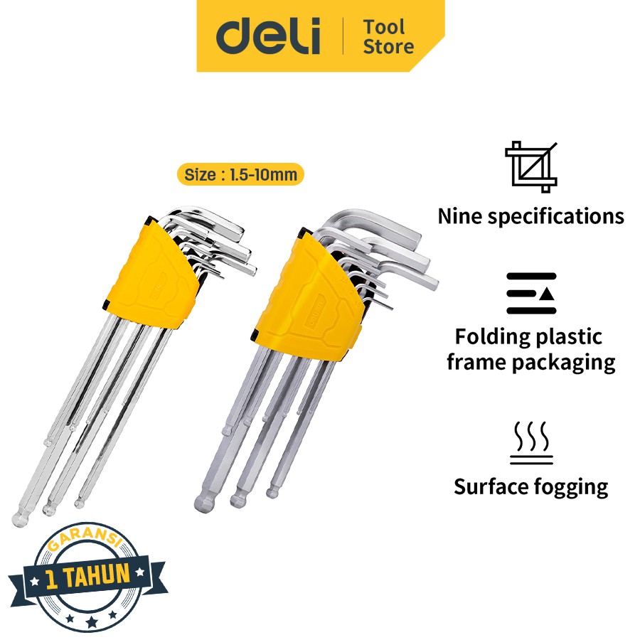 Jual Deli Ballpoint End Hex Key Kunci L Panjang Pcs Ukuran Mm