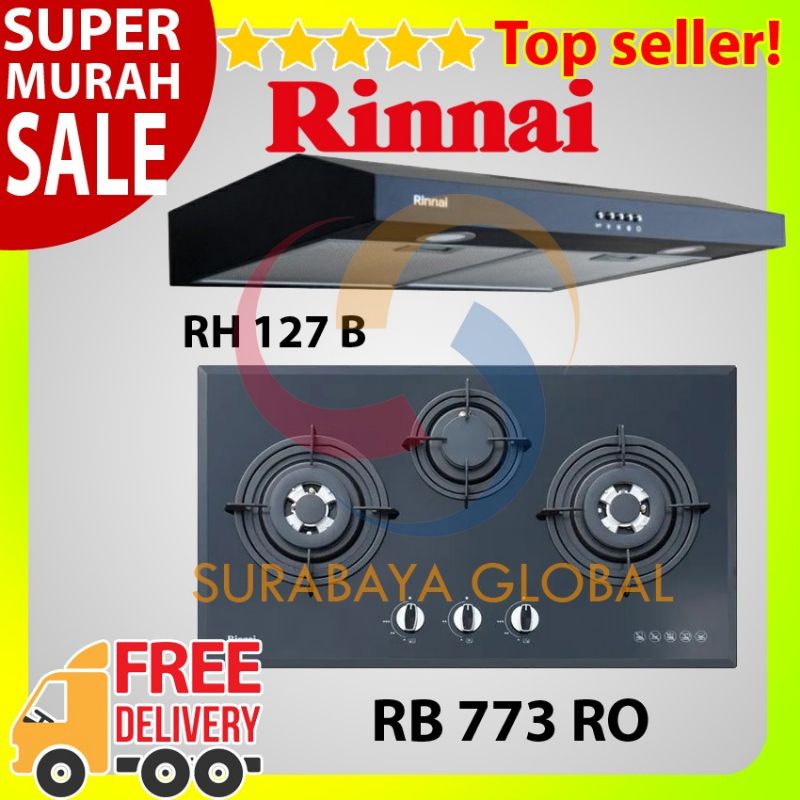 Jual PAKET KOMPOR TANAM RINNAI RB 773 RO DAN COOKER HOOD RH 127 B