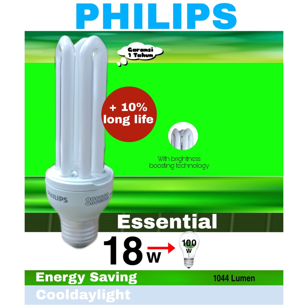 Jual Philips Essential 18 Watt Putih Lampu Philips 18 Watt Bohlam