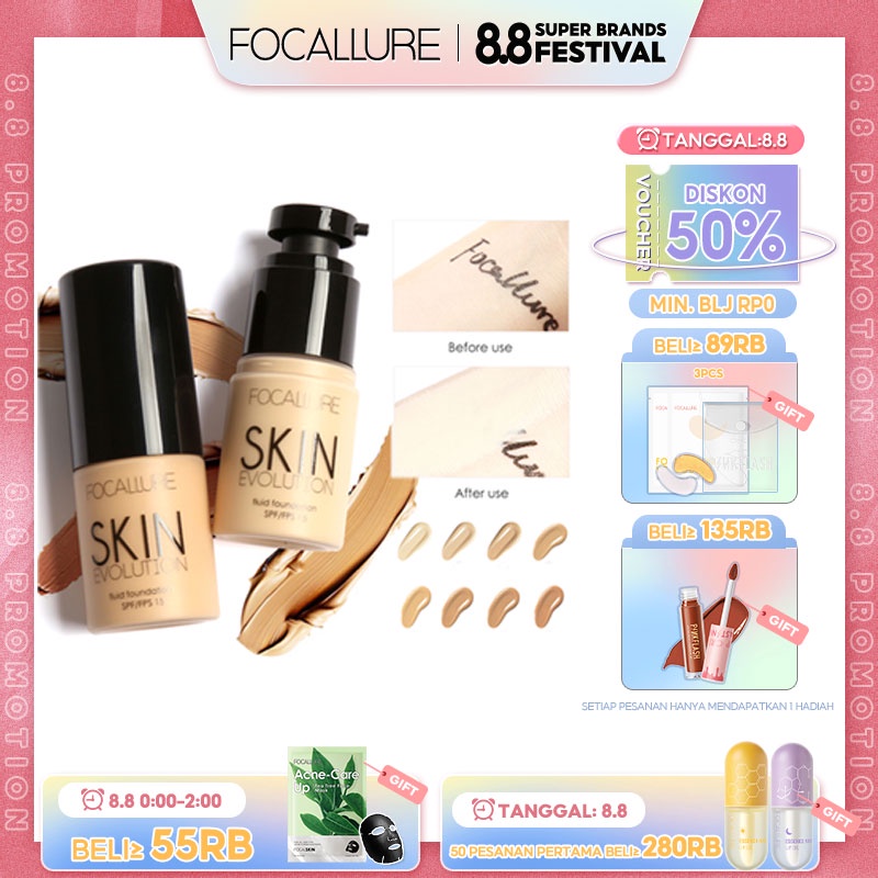 Jual Focallure Full Coverage Fluid Foundation Oil Control Face