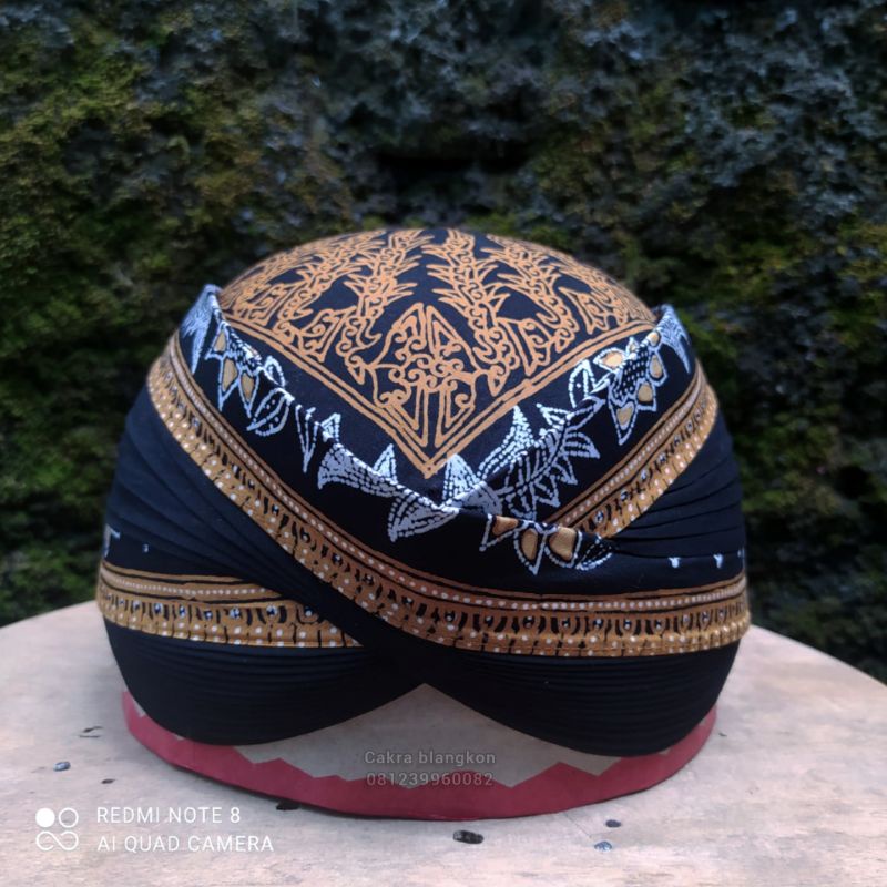 Jual Blangkon Solo Perbawan Batik Tulis Bisa Dicuci Motif Modang Dong