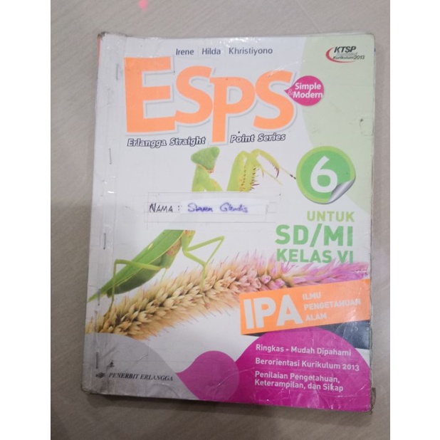 Jual ESPS IPA SD KELAS 6 VI Penerbit Erlangga Shopee Indonesia