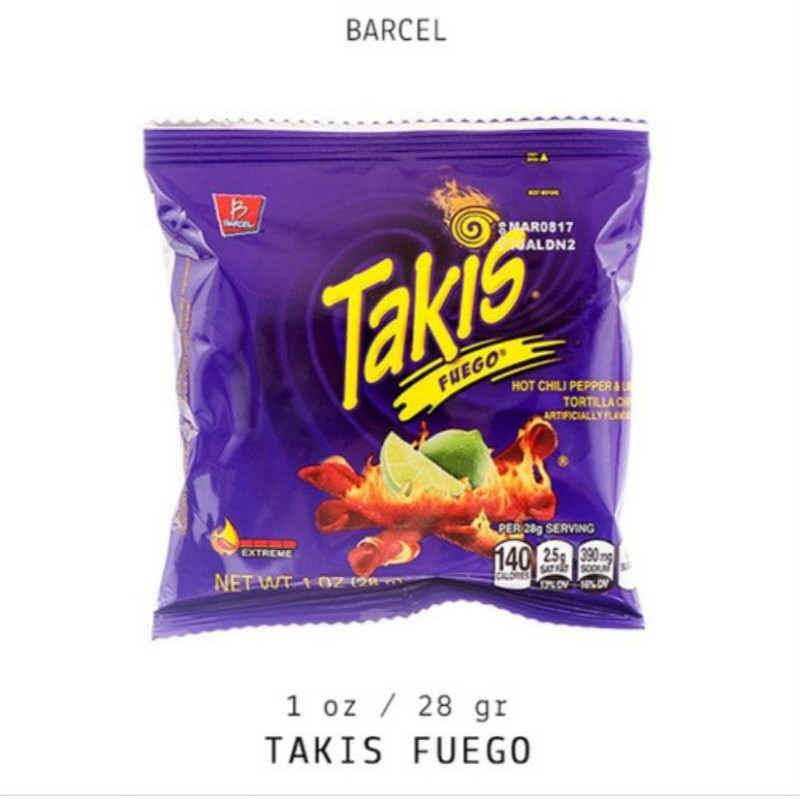 Jual Takis Fuego Hot Chilli Pepper Lime Tortilla Chips 28 Gr Shopee