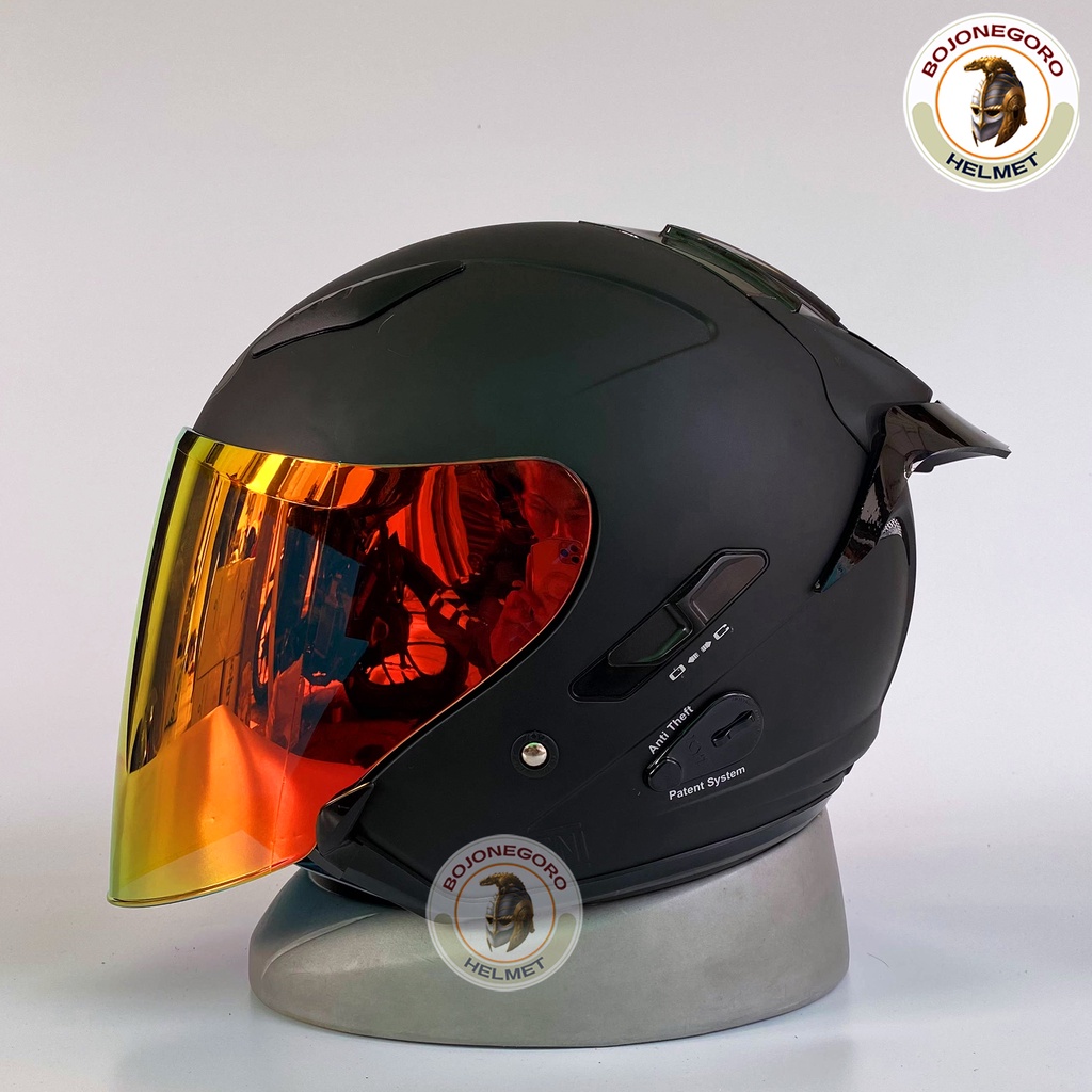 Jual Helm Kyt Galaxy Flat R Black Doff Paket Ganteng Helm Half Face