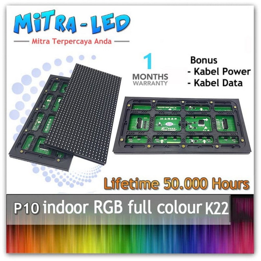 Jual LED PANEL MODUL P10 INDOOR RGB FULL COLOR HUB 75 K22 Baru Spo