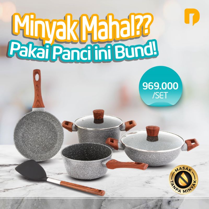 Jual Panci Set Lengkap Marble Viral Panci Casserole Teflon Frypan