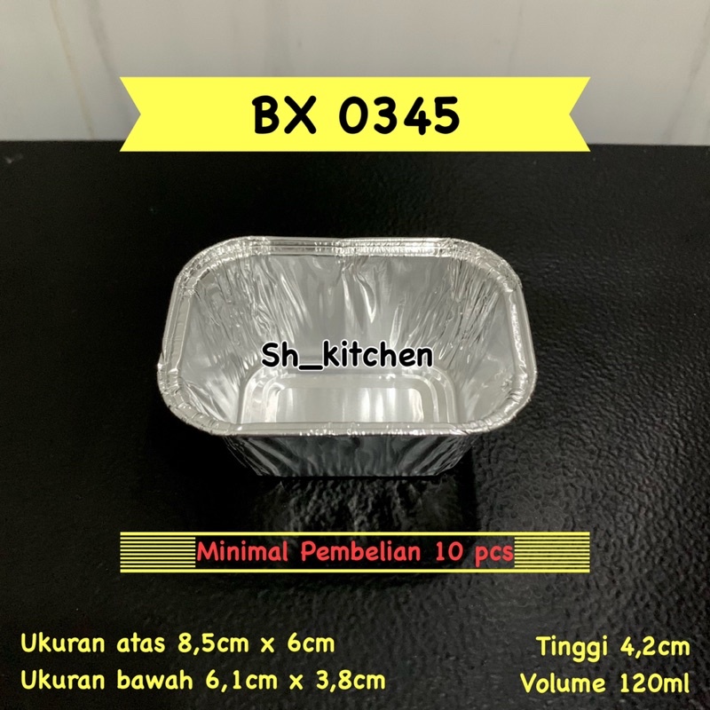 Jual Aluminium Foil Tray BX 0345 TANPA TUTUP Alumunium Persegi Panjang