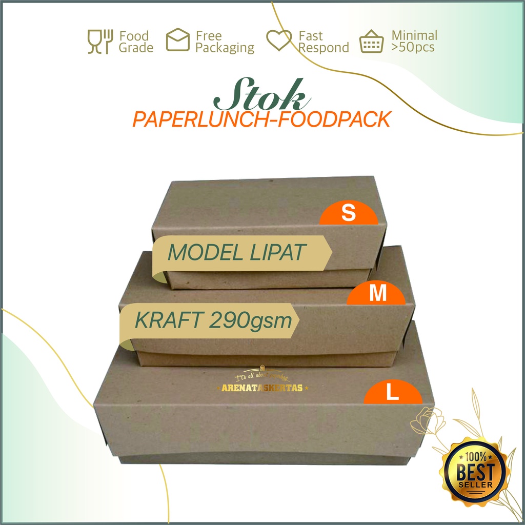 Jual Paper Lunch Box Brown Craft Kemasan Makanan Foodpack Murah S M