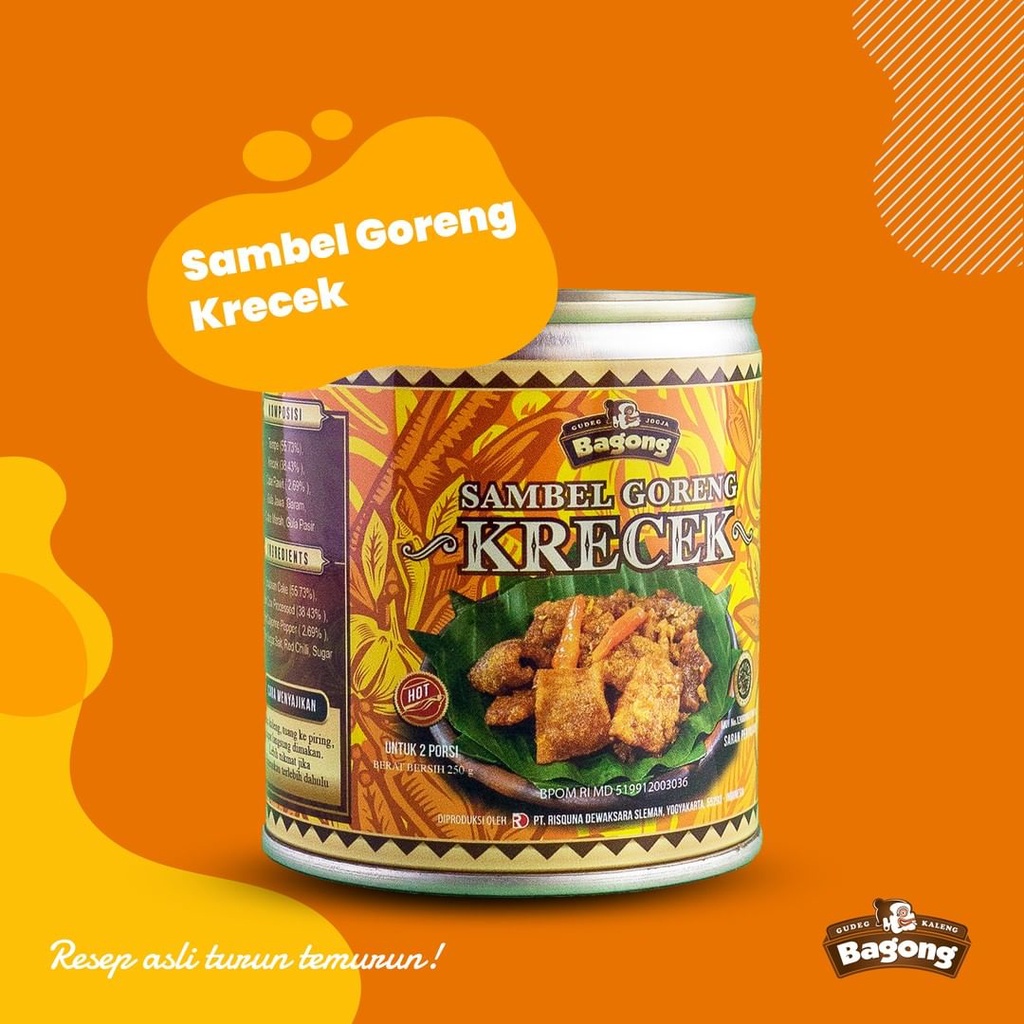 Jual Gudeg Bagong SAMBAL GORENG KRECEK 210 Gram Kaleng Makanan Khas