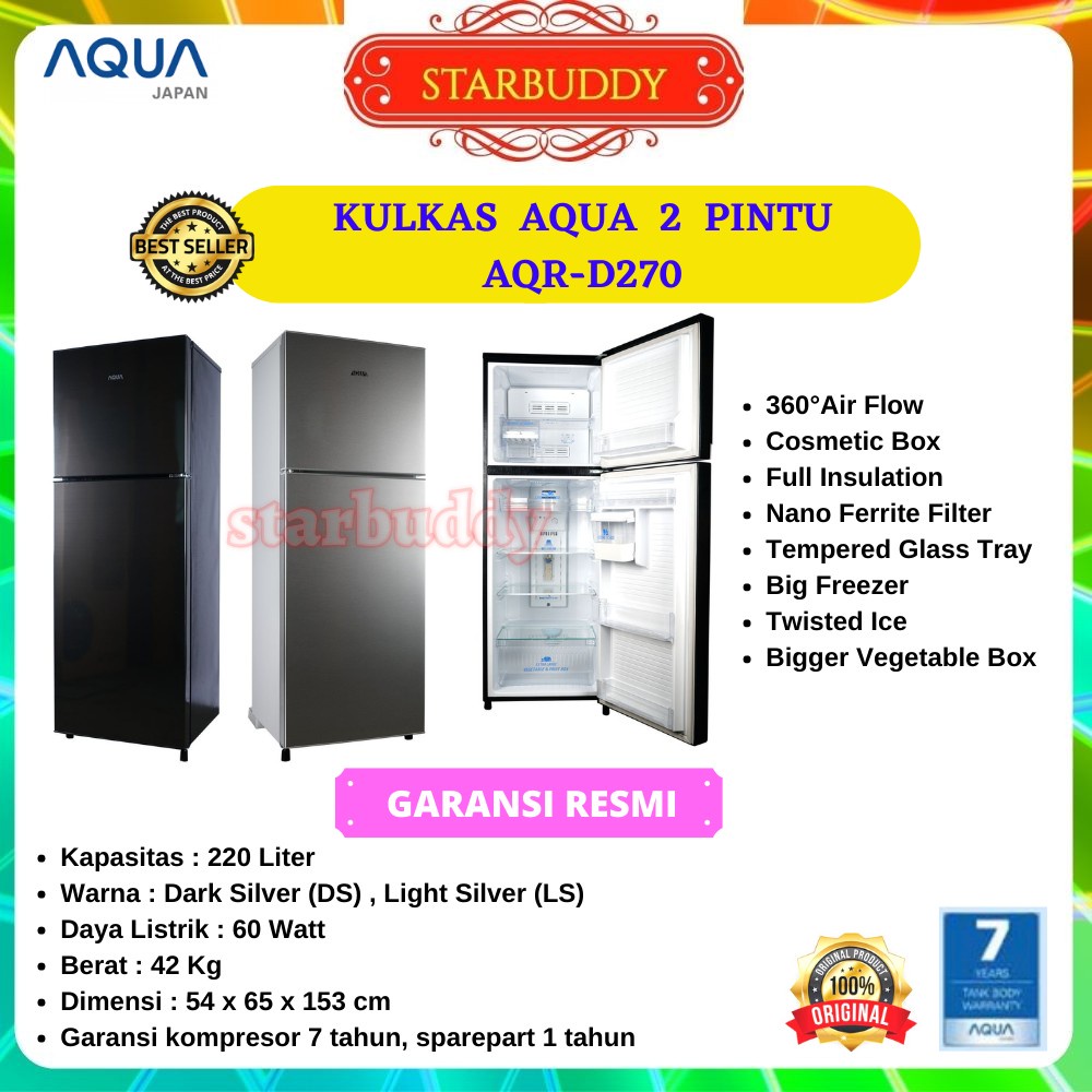 Jual KULKAS AQUA AQR D270 2 PINTU Jabodetabek Indonesia Shopee Indonesia