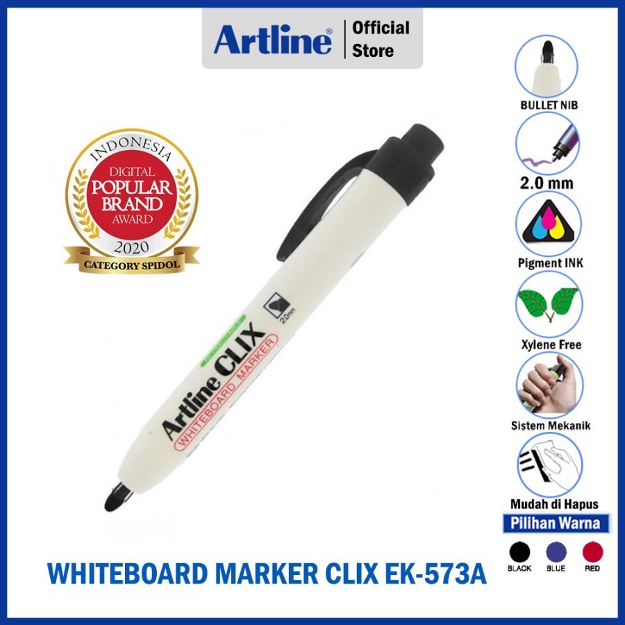 Jual Spidol Whiteboard ARTLINE CLIX Boardmarker Clicker EK 573A