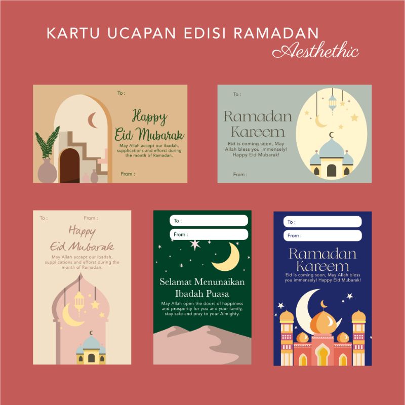 Jual Kartu Ucapan Edisi Ramadan Aesthetic Kartu Idul Fitri Fancy Ied