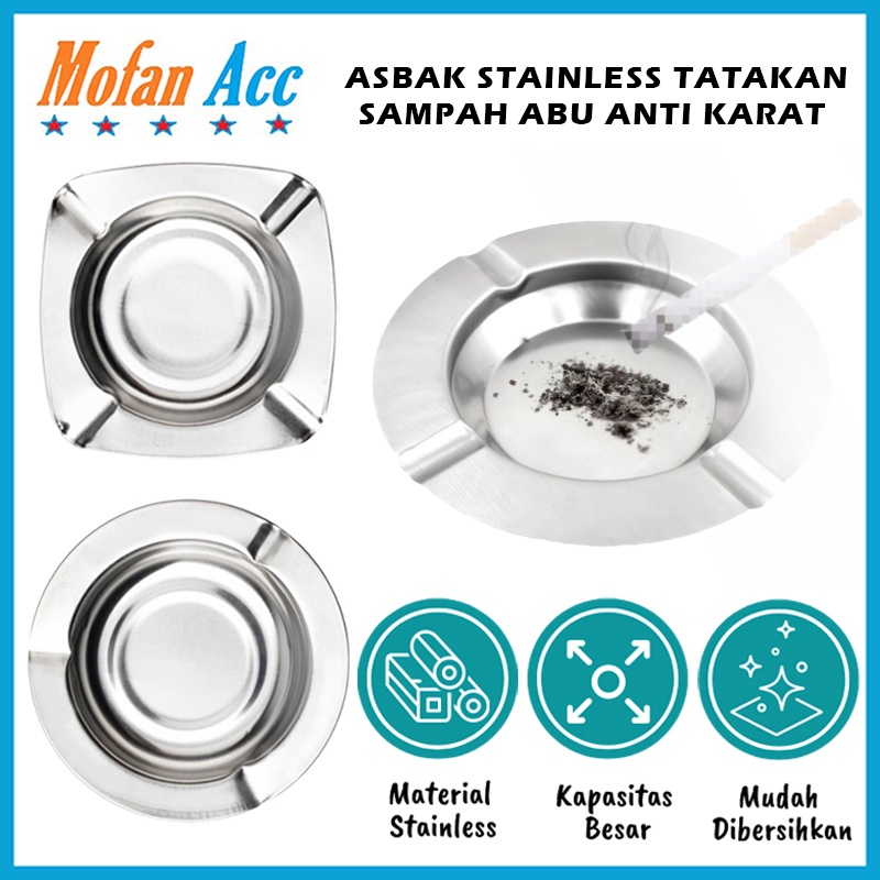 Jual Asbak Rokok Stainless Steel Anti Karat 12 Cm Tempat Abu Ampas