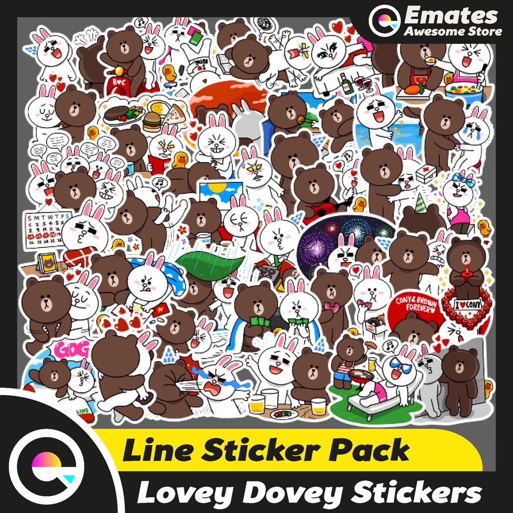 Jual 48 Pcs Stiker Kartun Line Friends Lovey Dovey Stiker Aesthetic