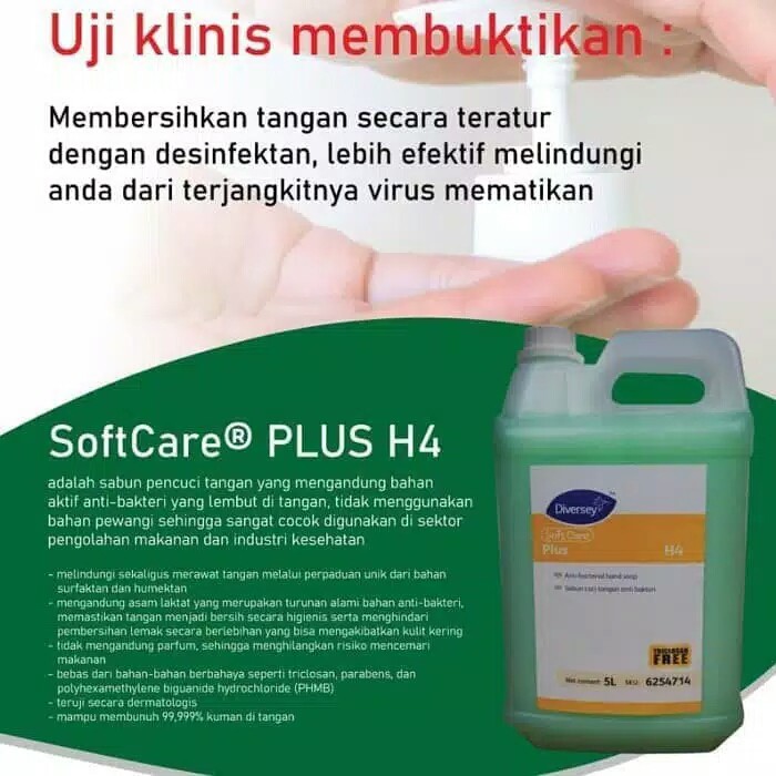 Jual Diversey Hand Soap Soft Care Plus H4 Isi 5L Sabun Cuci Tangan