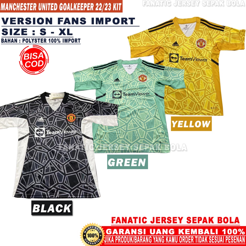 Jual Jersey Manchester United 2022 2023 Gk Kiper Goalkeeper Penjaga