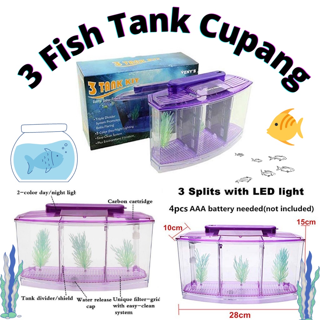 Jual Akuarium Aquascape Led Box Sekat Ikan Cupang Ikan Hias Ikan