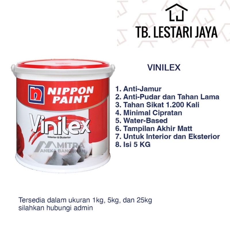 Jual Cat Tembok Nippon Paint Tinting Semua Warna Lengkap Vinilex