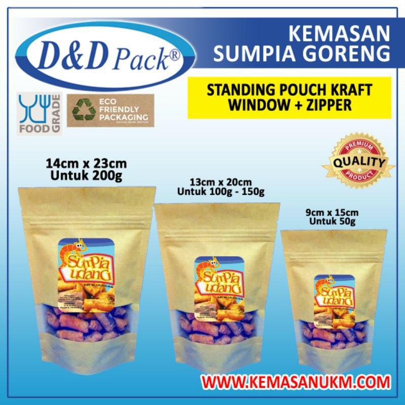 Jual Kemasan Sumpia Goreng Standing Pouch Kraft Window Zipper