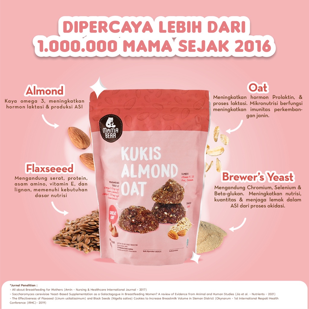 Jual Mama Bear Cookies Kukis Biskuit Almond Oat Pelancar Asi Nutrisi